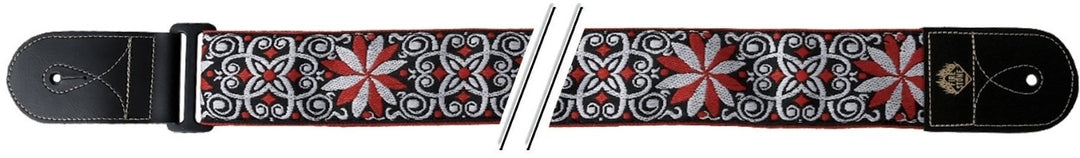 GEWA Gitarren Gurte F&S Folk Jacquard - Rot-White
