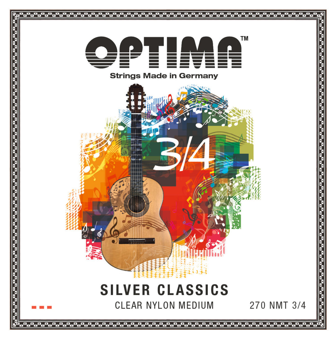 Optima Saiten für klassische Gitarren SILVER CLASSICS Gitarrensaiten für Kinder - Set 3/4 (270MT 3/4)