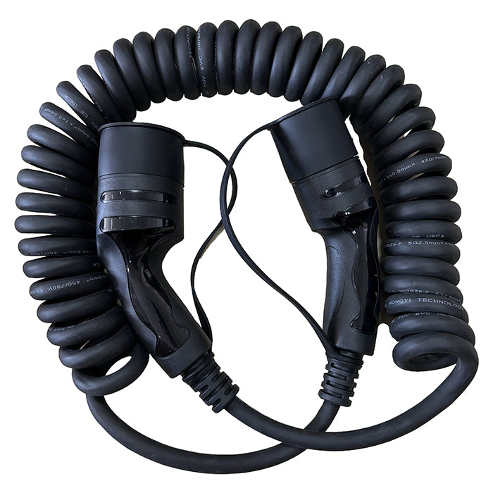 Spiralladekabel Typ 2 16A 3-phasig 5 Meter