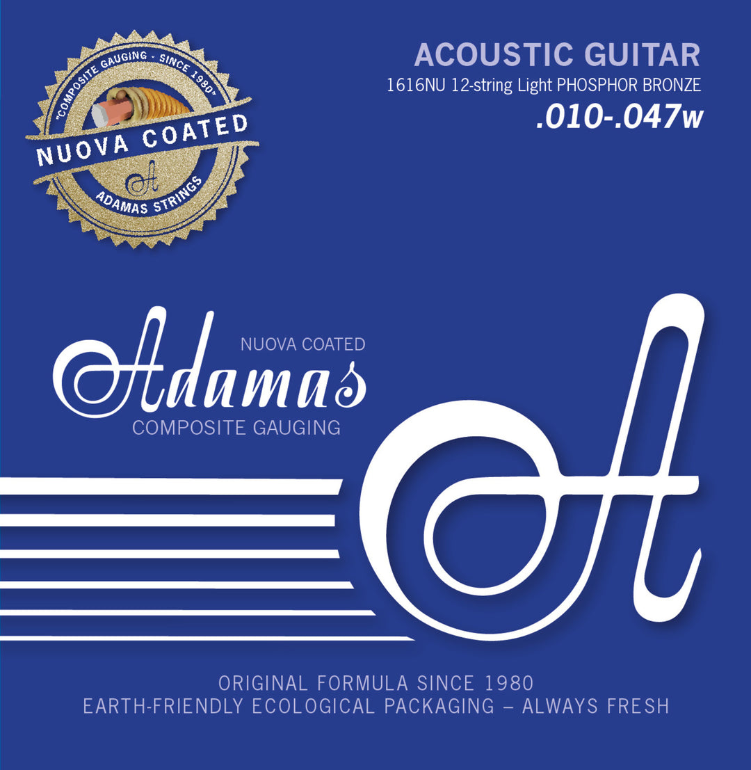 Adamas Saiten für Akustikgitarren Nuova phosphor bronze coated - 12-str. Light .010-.047 (1616NU)