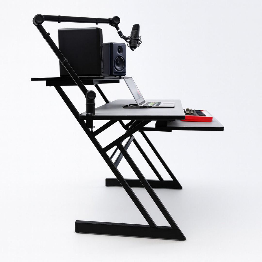 Studiotisch mit Regalen und Auszug für keyboard (120 cm)