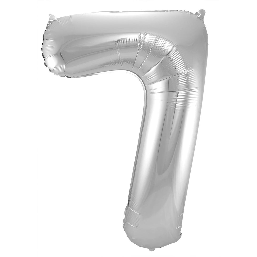 7 Geformter Zahlenfolienballon (Silber, 86 cm)