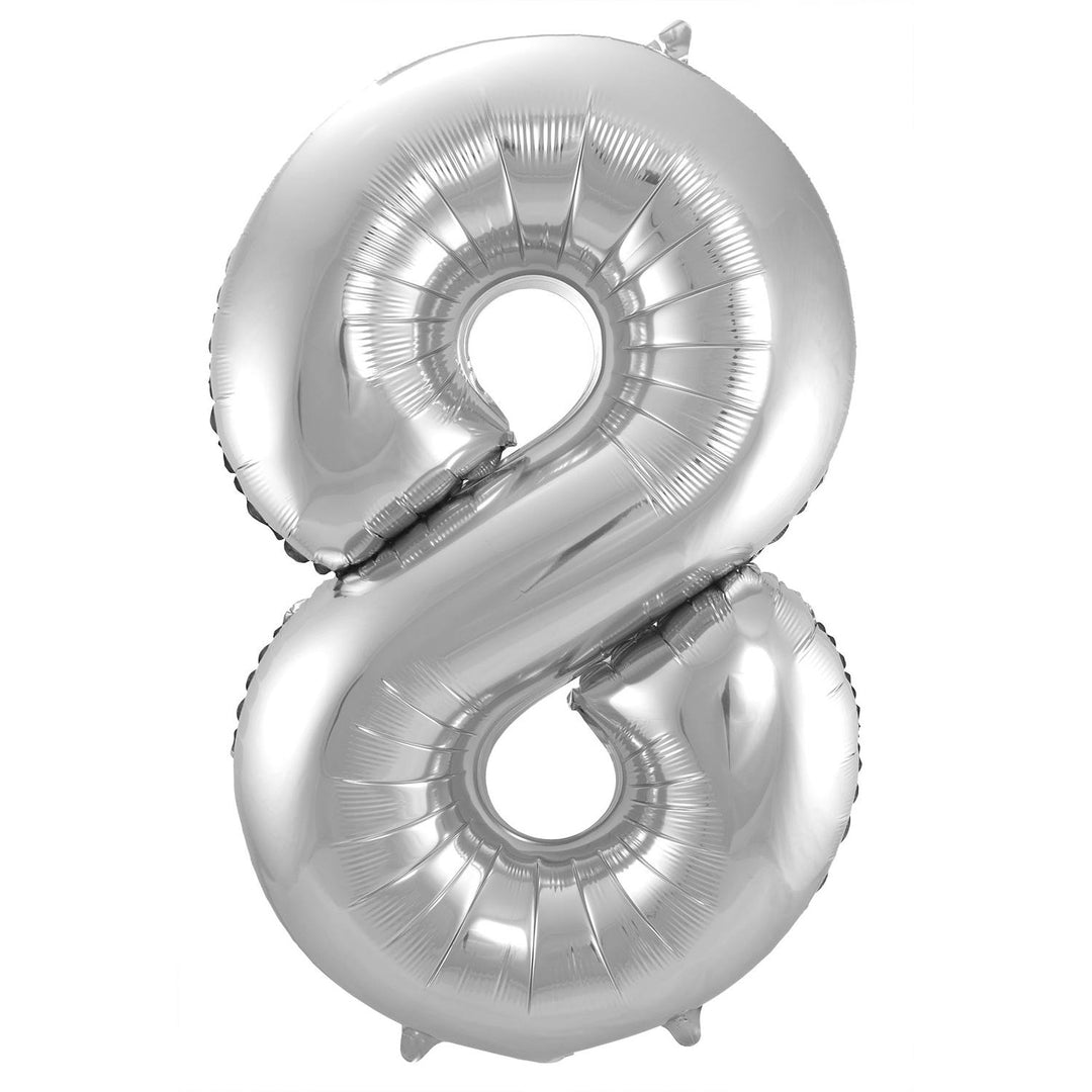 8 Geformter Zahlenfolienballon (Silber, 86 cm)
