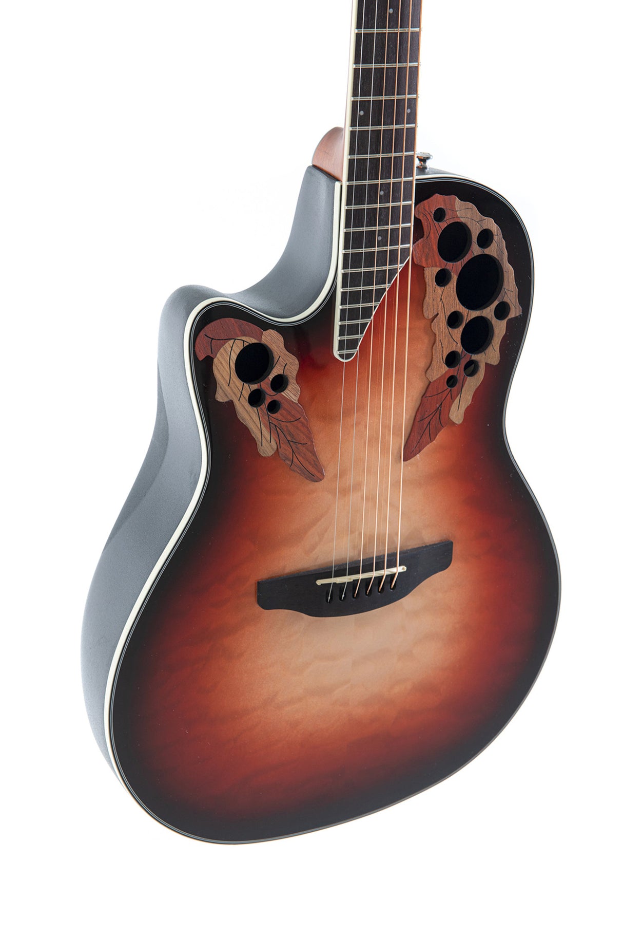 Ovation E-Akustik Gitarren Celebrity Elite Plus Mid Cutaway - Lefthand Ruby Burst (CE44LX-1R-G)
