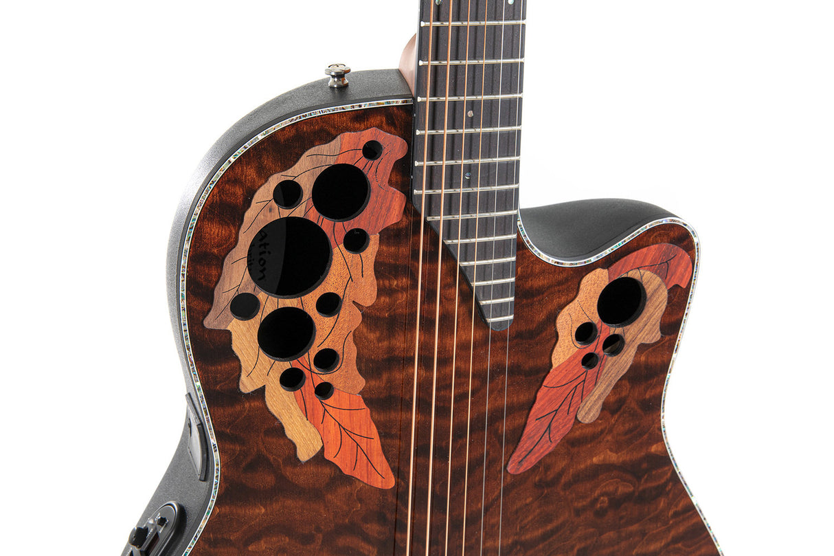 Ovation E-Akustik Gitarren Celebrity Elite Plus Mid Cutaway - Dark Tiger Eye (CE44P-TGE-G)