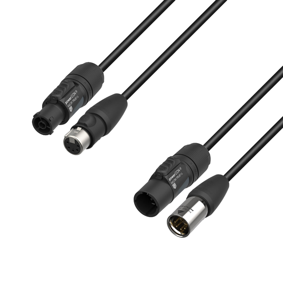 Adam Hall Kabel 5 STAR H TCON 5D 0500 IP65 - Hybridkabel | Strom & DMX | Neutrik® XLR 5-polig IP65 x TRUE1® | 5 m