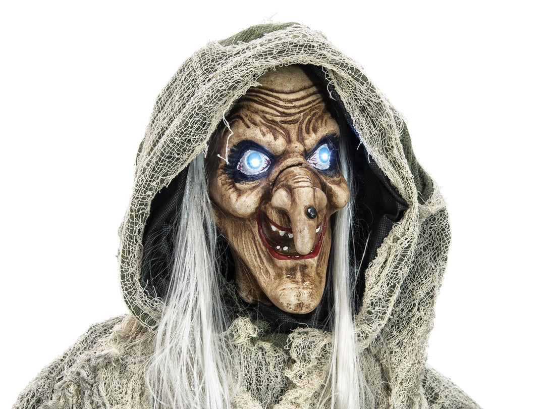 Halloween heks, grøn, animeret, 145 cm