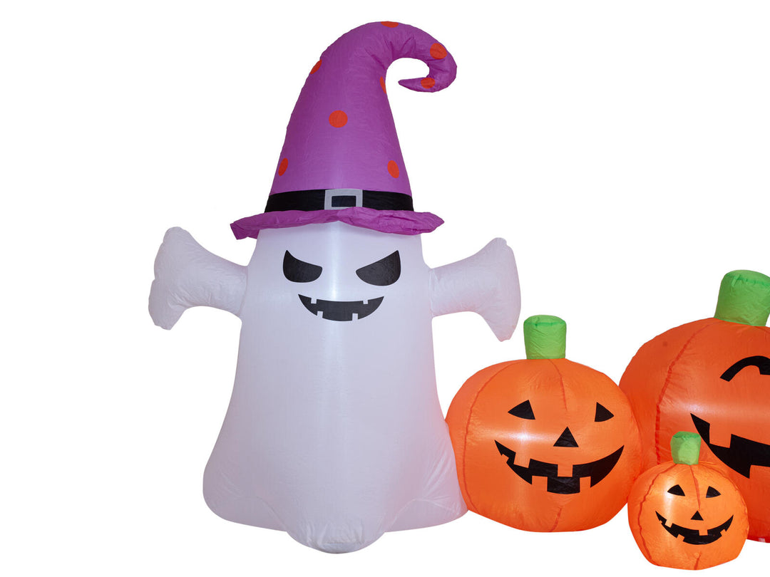 Aufblasbare Halloween-Figur Geist mit Kürbis, 128 cm