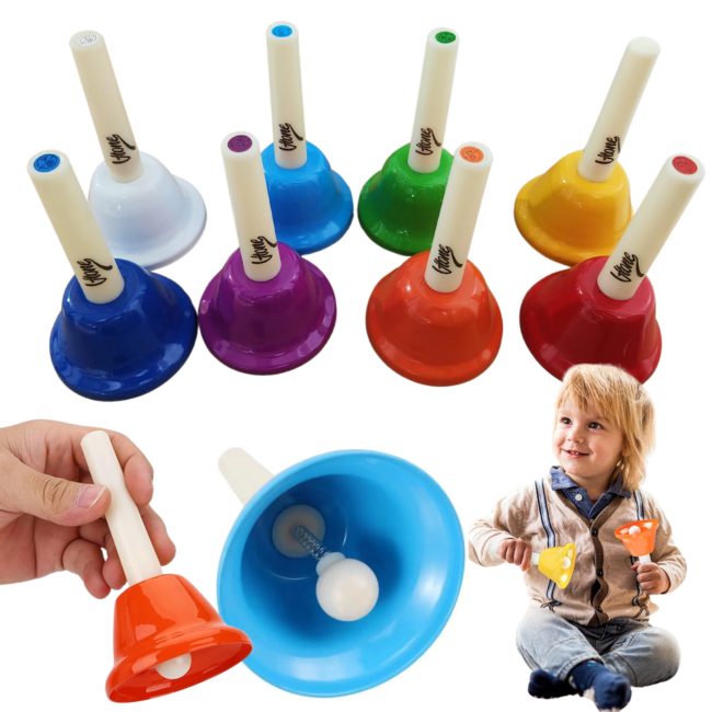 V-Tone RR8 Handglocken – 8 farbige diatonische Glocken mit Griffen für Kinder