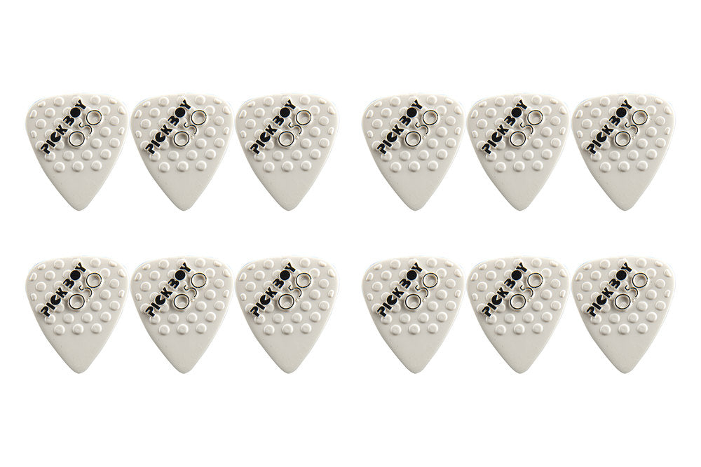 Pick Boy Ceramic Power Plektren 0,50 mm, weiß mit Noppen, 12 Stück