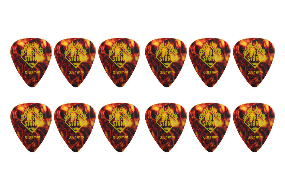 Fire & Stone Mix Plektren aus Zelluloid, 0,81 mm, Schildpatt und Perloid