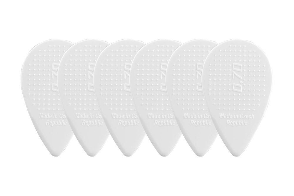 D-Grip Janicek Balkan-Plektren, 0,70 mm, weiß, 6 Stück