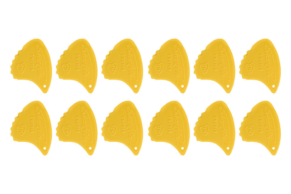 Shark Fin Relief Plektren, 0,65 mm medium, gelb, 12 Stück