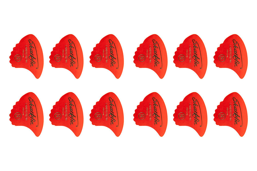 Shark Fin Goldprint Plektren, weich, rot, 12 Stück