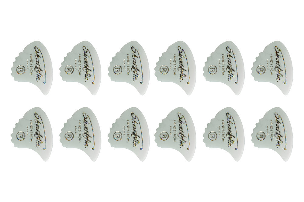 Shark Fin Goldprint Plektren, medium, weiß, 12 Stück