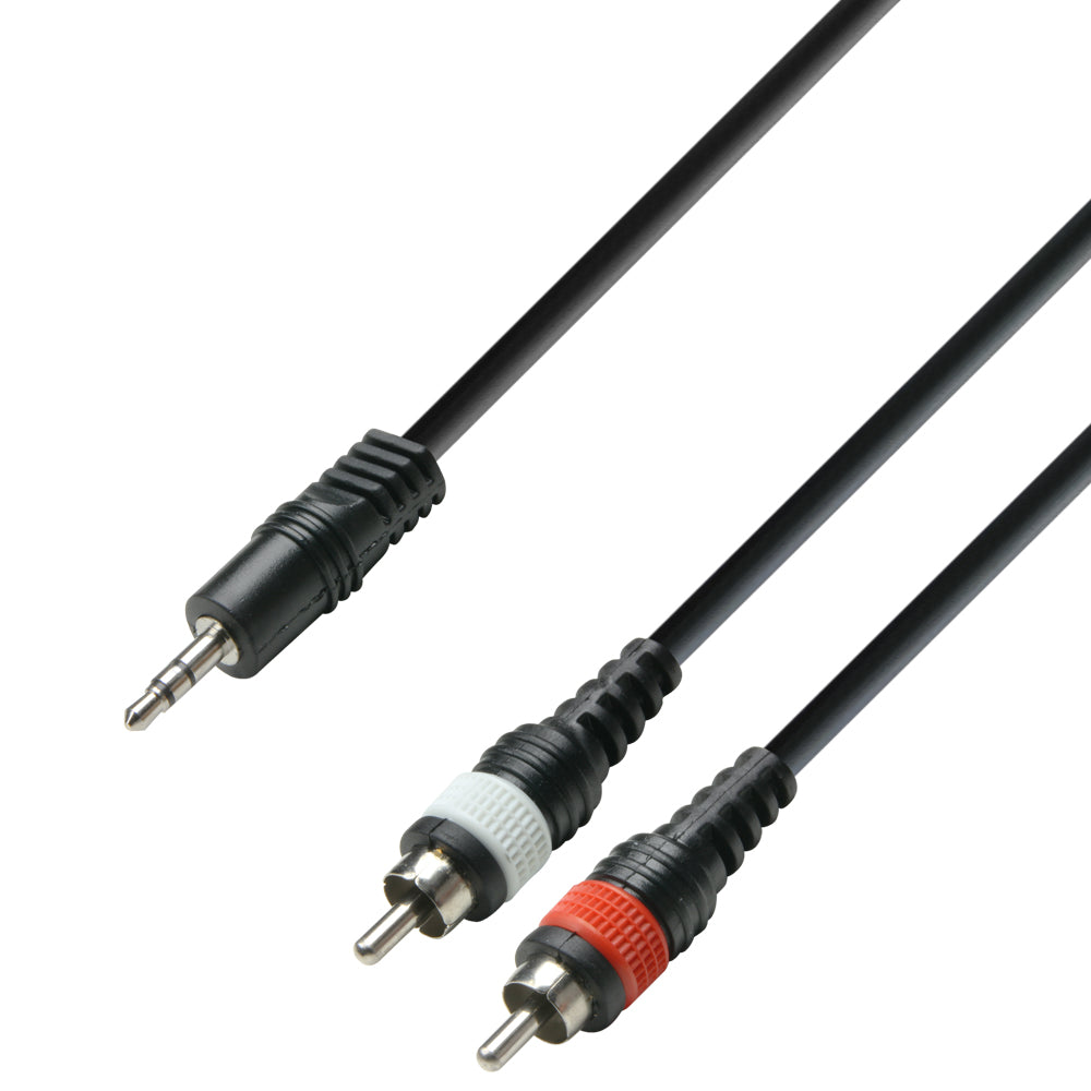 Adapterkabel 3,5mm Klinke Stereo auf 2 x RCA Phono (3 mtr)