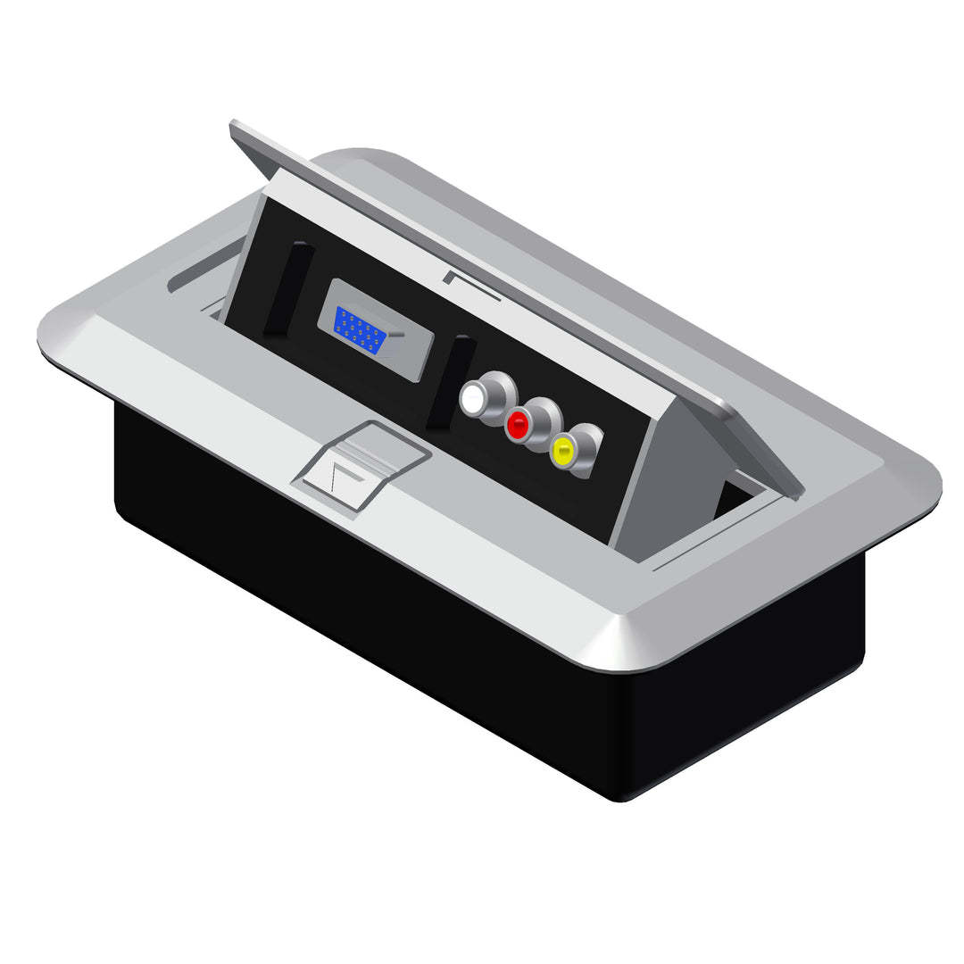 ProCab Bodenbox 3 x RCA-Buchse & SVGA, grau