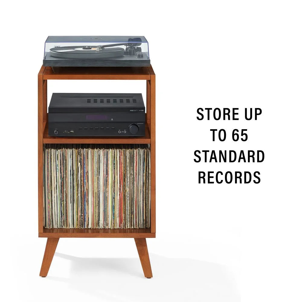 Crosley Asheville Small Plattenspielertisch mit Vinylaufbewahrung – Walnut