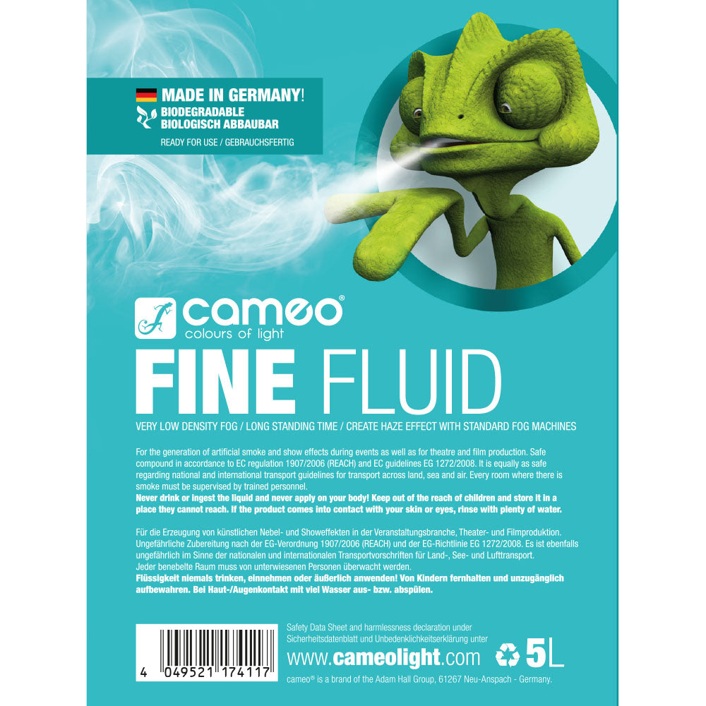 Cameo FINE FLUID 5 L - Haze-Effekt Nebelflüssigkeit mit sehr niedriger Dichte und sehr langer Standzeit 5 L
