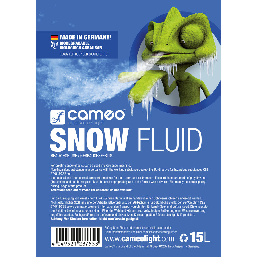 Cameo SNOW FLUID 15 L - Spezialflüssigkeit für Schneemaschinen zur Schaumproduktion 15 L