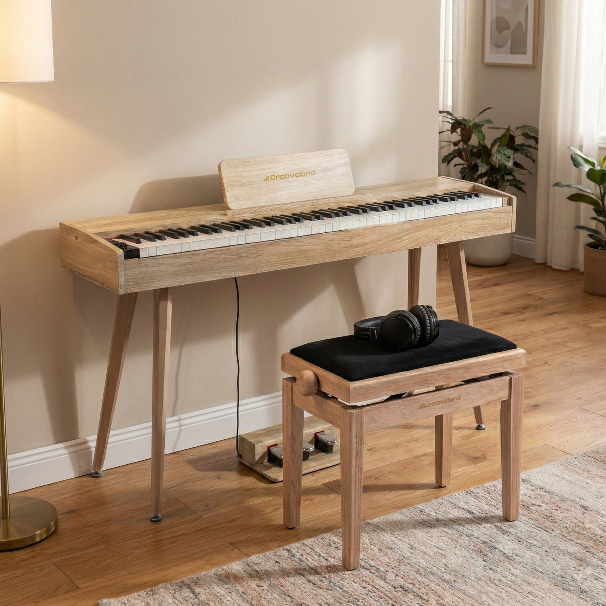 Grooveland DDP-140 E-Piano (Beige) Bundle