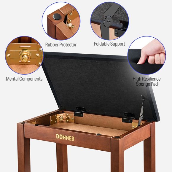 Donner Bench Klavierbank braun