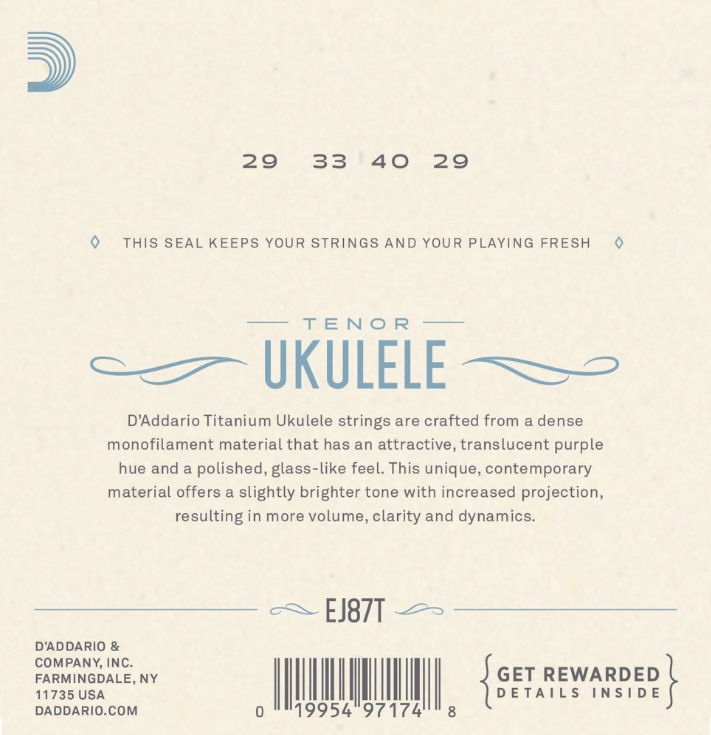 Daddario EJ87T Tenor Ukulele String Set