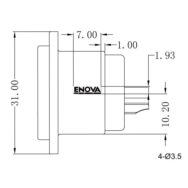 Enova 5-Pin XLR Stecker Chassis, schwarz IP67 Outdoor