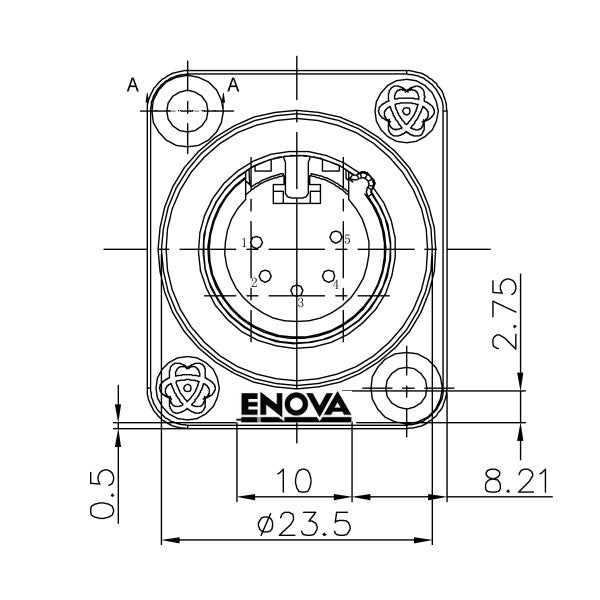Enova 5-Pin XLR Stecker-Einbaubuchse, schwarz