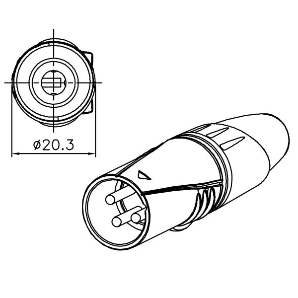 Enova 3-Pin XLR männlicher Kabelstecker, schwarz