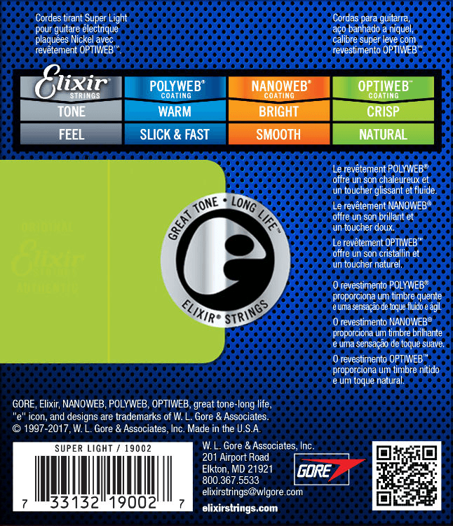 Elixir Optiweb Gitarrengurte (Light/Heavy, 10-52)