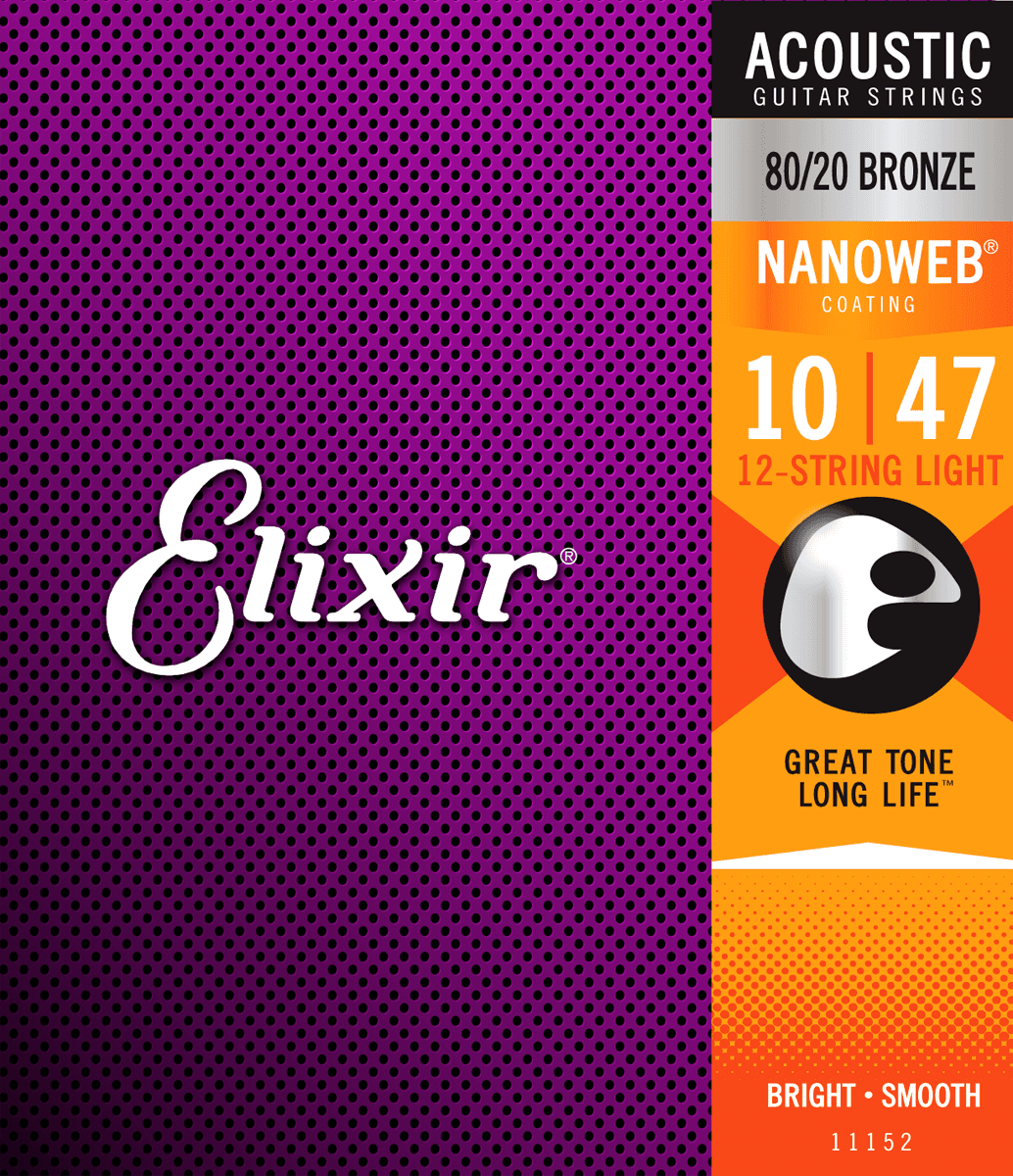 Elixir Nanoweb Bronze 80/20 Guitar Strings (12-String Light 10-47)