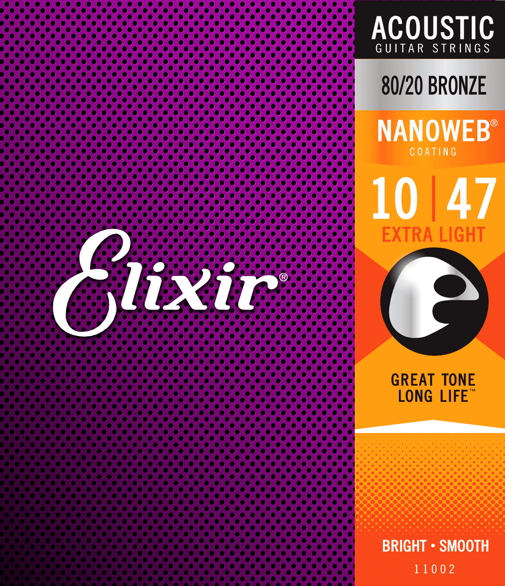 Elixir Nanoweb Bronze 80/20 Gitarrensaiten (Extra Light, 10-47)