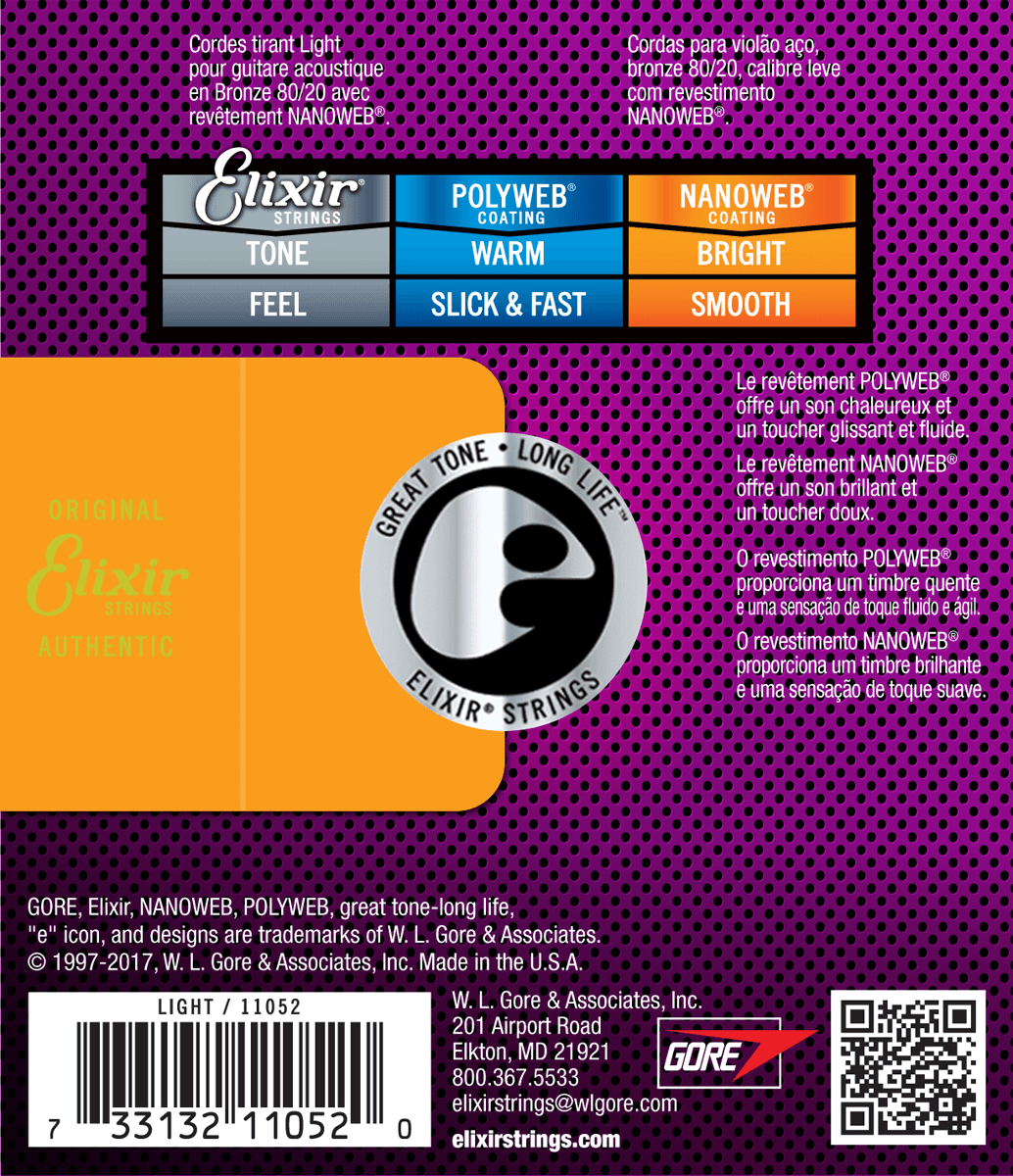 Elixir Nanoweb Bronze 80/20 Gitarrensaiten (Light, 12-53)