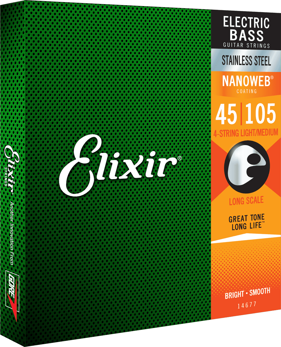 Elixir Nanoweb Stainless Steel Basssaiten (Medium, 4c, 45-105)