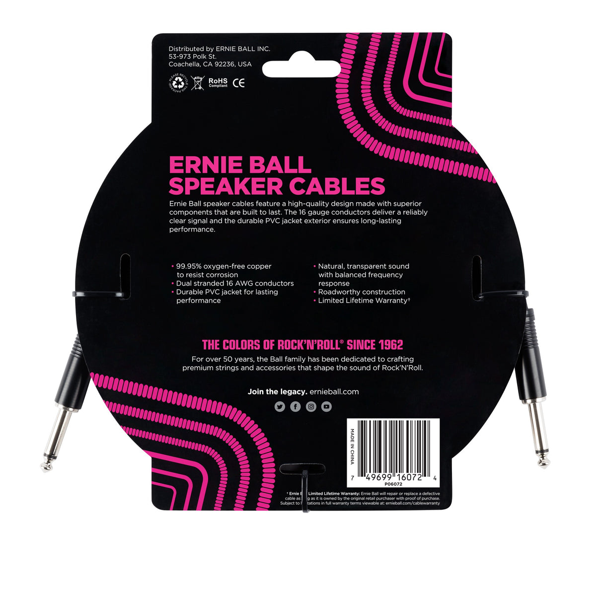 Ernie Ball 6072 Gitarren Kabel (1,8m)