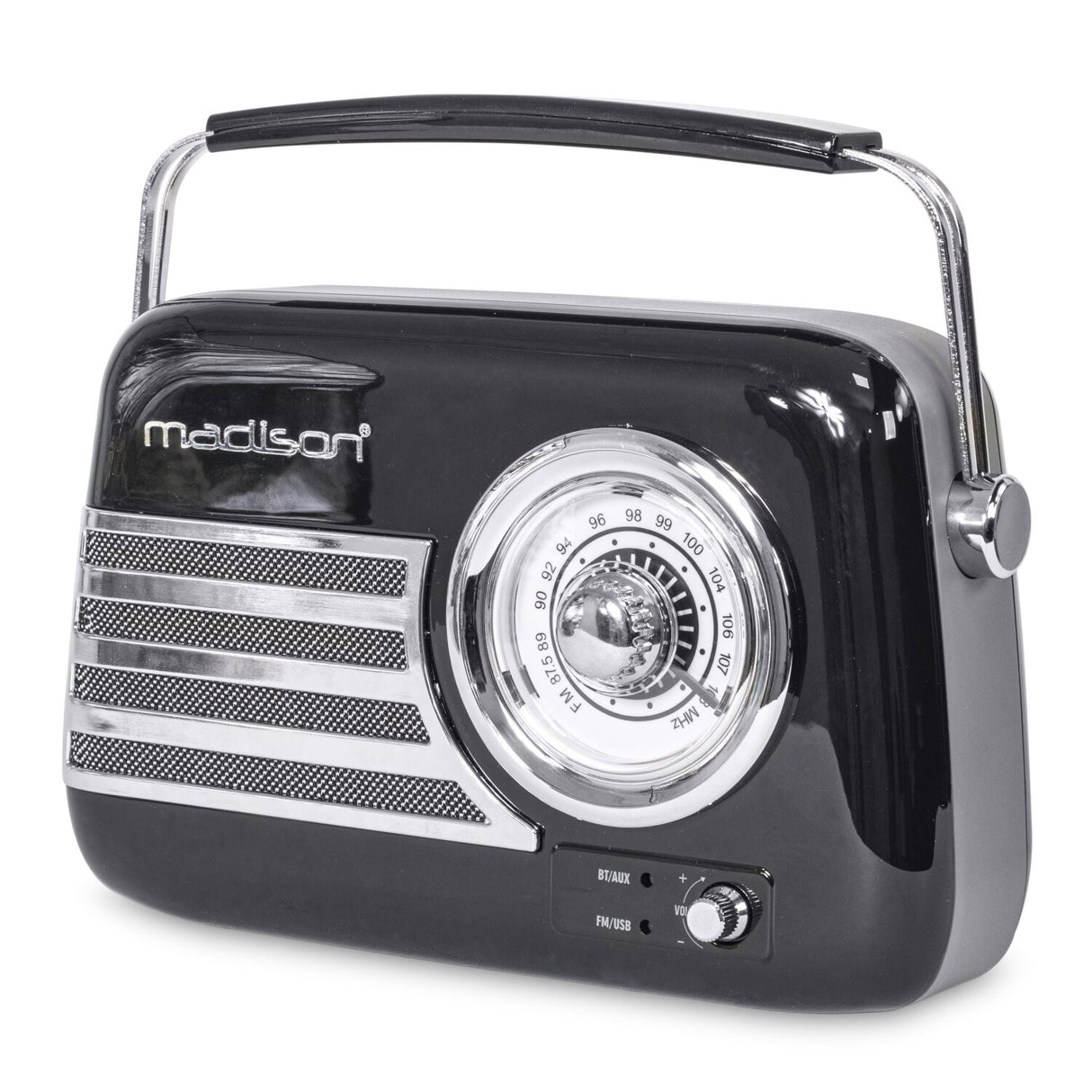 Madison Retro Radio mit Bluetooth und FM (Schwarz)
