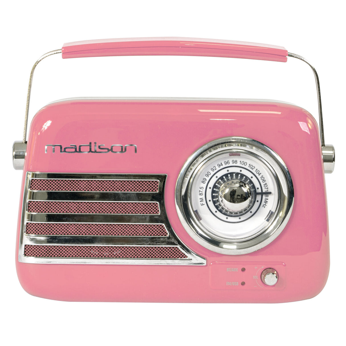 Madison Retro Radio mit Bluetooth und FM (Rosa)