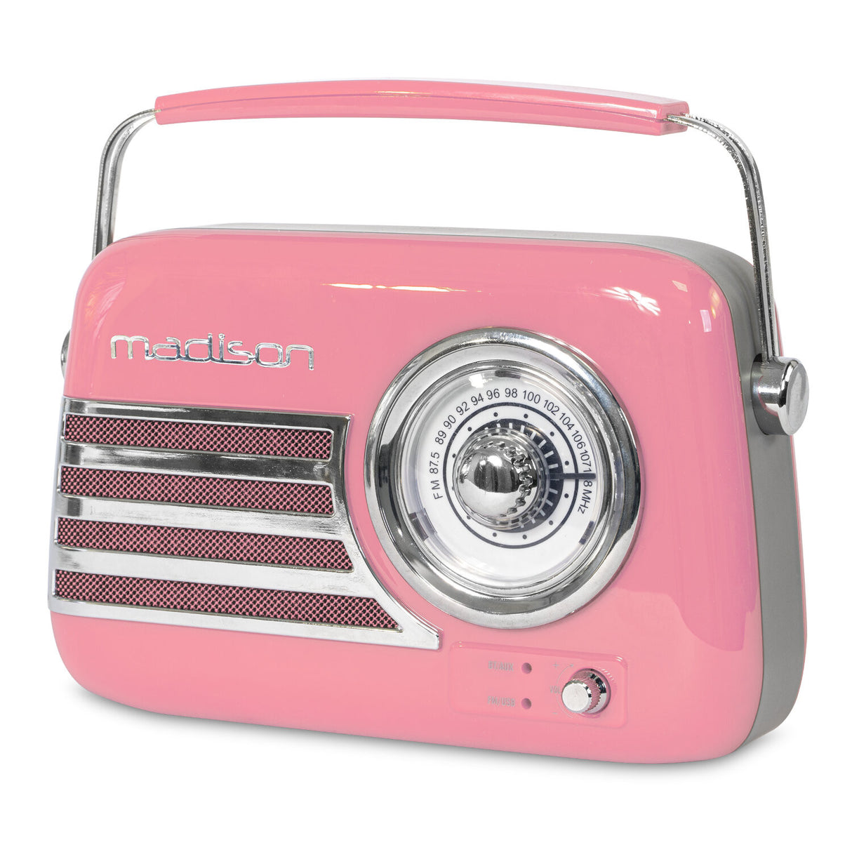 Madison Retro Radio mit Bluetooth und FM (Rosa)