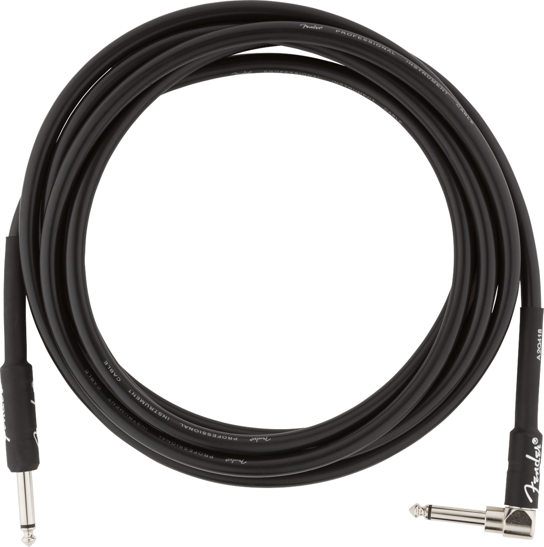 Fender Professional Gitarren Kabel Vinkelstik (Schwarz, 3m)