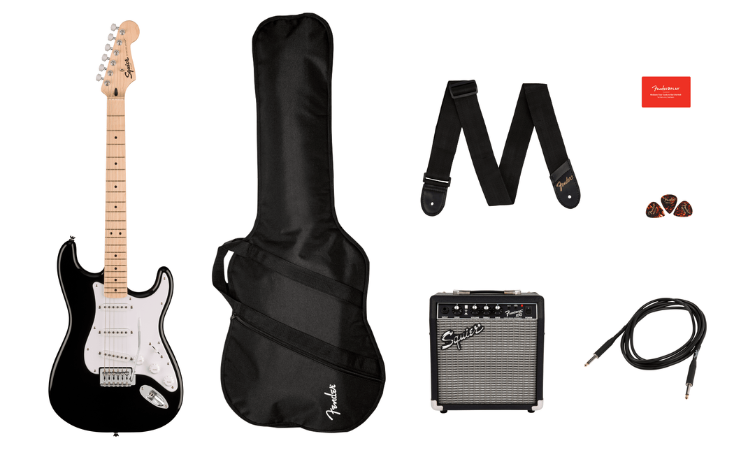 Fender Squier Sonic Stratocaster E-Gitarre Starterpaket (Schwarz)