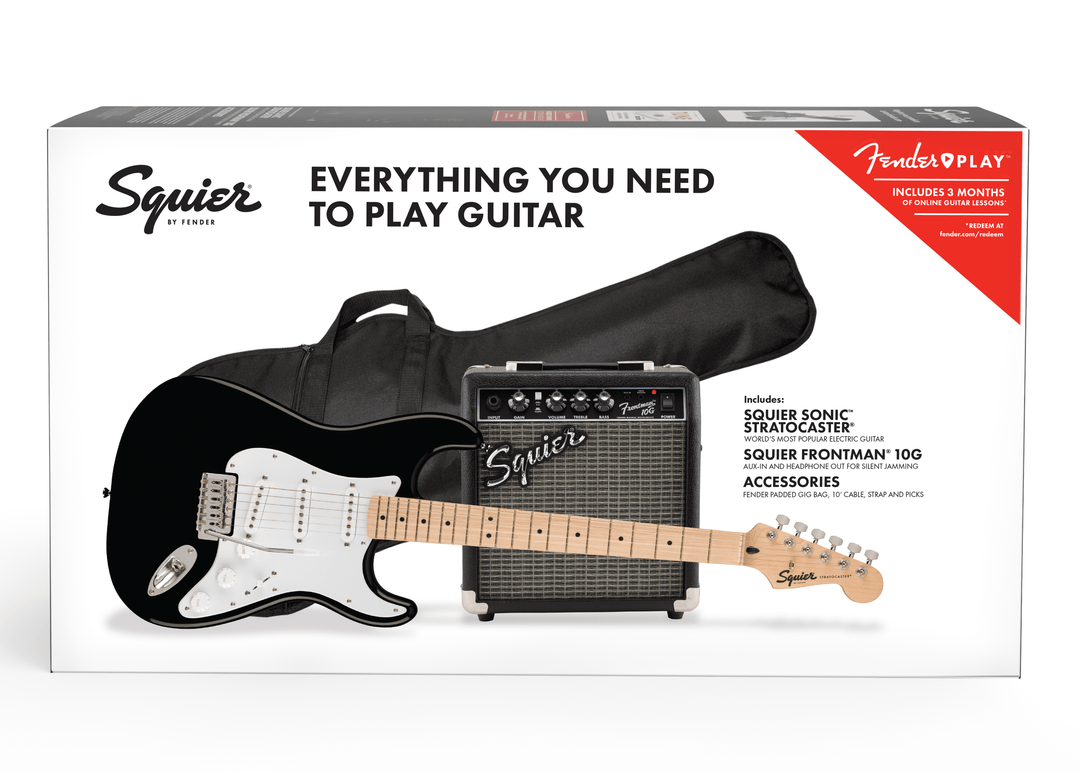 Fender Squier Sonic Stratocaster E-Gitarre Starterpaket (Schwarz)