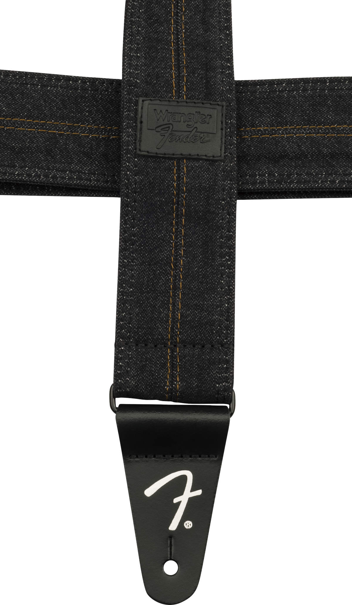 Fender x Wrangler Denim Gitarrenrem (Washed Black Stitch, 2")