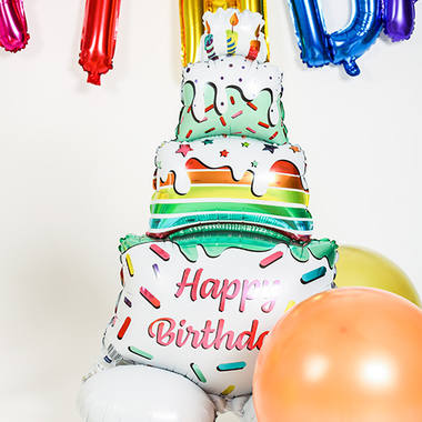 Folienballon 'Happy Birthday!' Kuchen (72 cm)