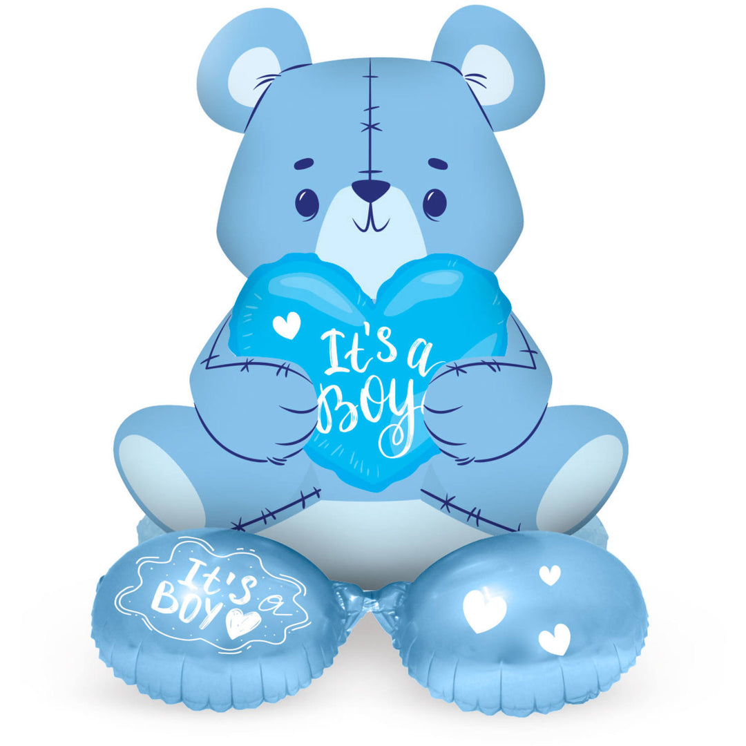 Folienballon m. Basis Bär 'It's a Boy' (Blau, 61cm)