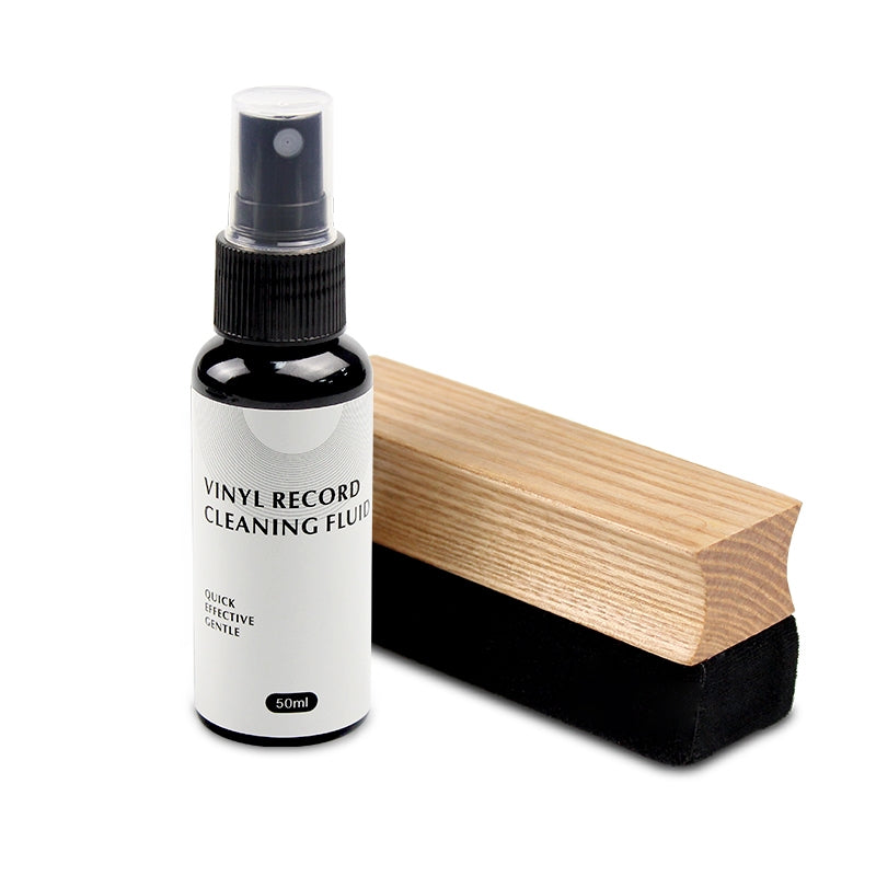 Vinyl-Schallplattenreinigungsset mit Bürste aus Eschenholz