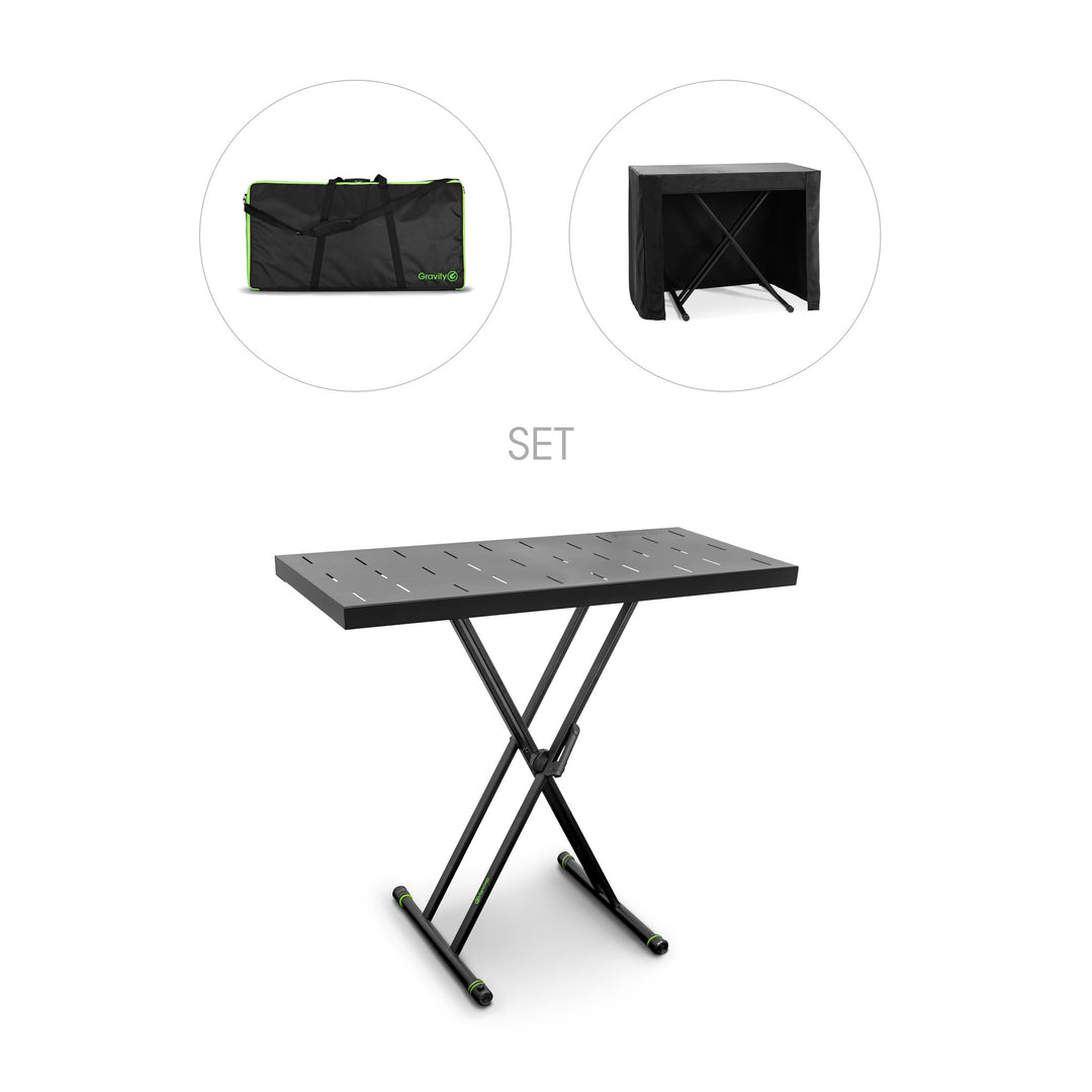 Gravity KSX 2 RD SÆT 1 – X-förmiger keyboard-Ständer mit Doppelstütze und Ablage, set 1