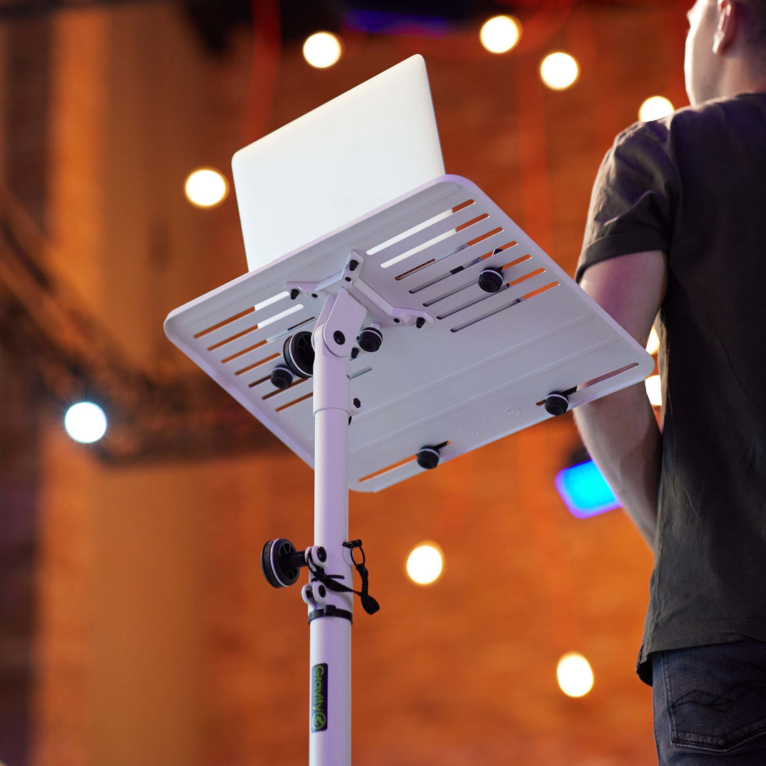 Gravity LTS T 02 W - Universeller Laptopständer mit verstellbaren Haltestäben und Stahlbasis
