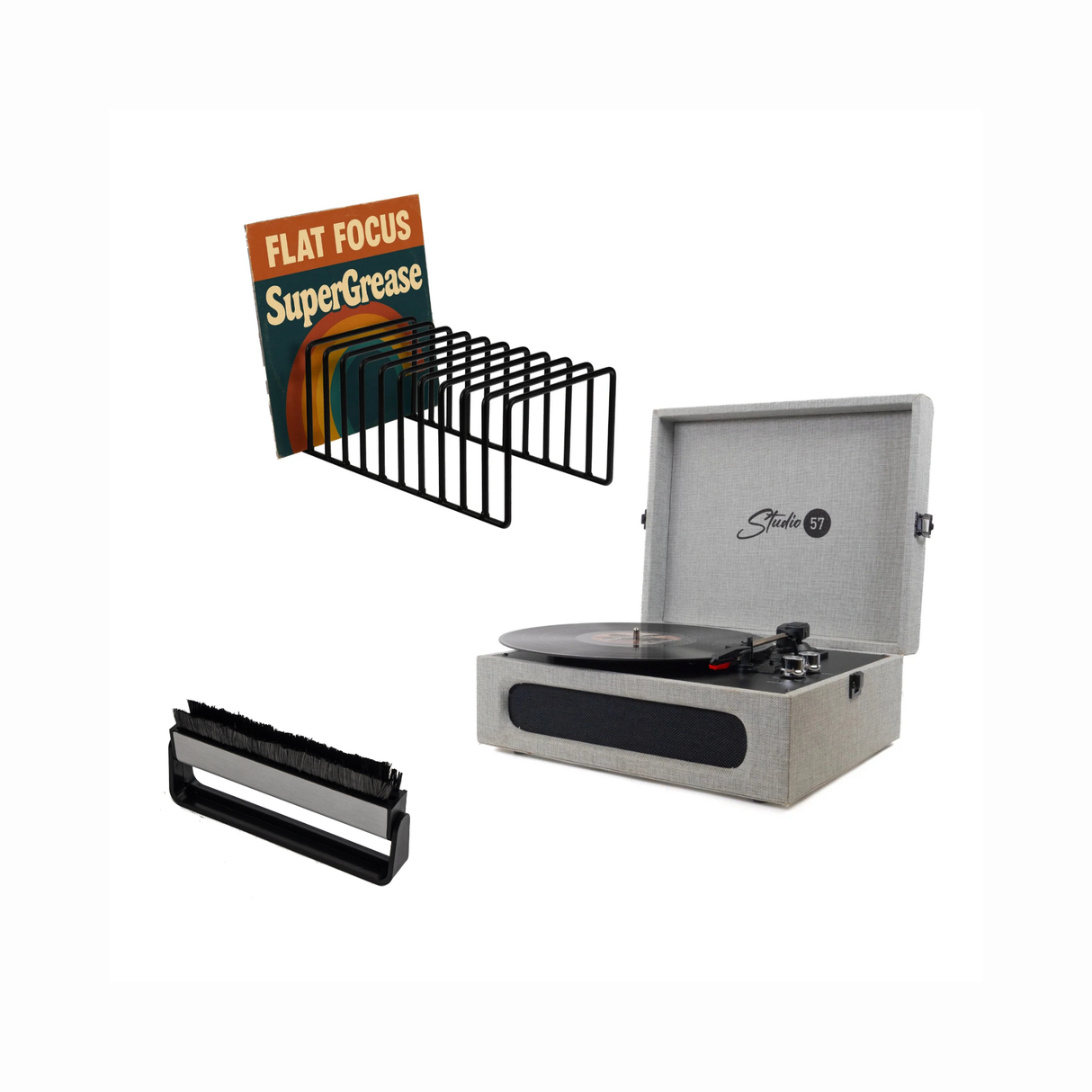 Studio 57 Groovy Plattenspieler (Grau) Bundle