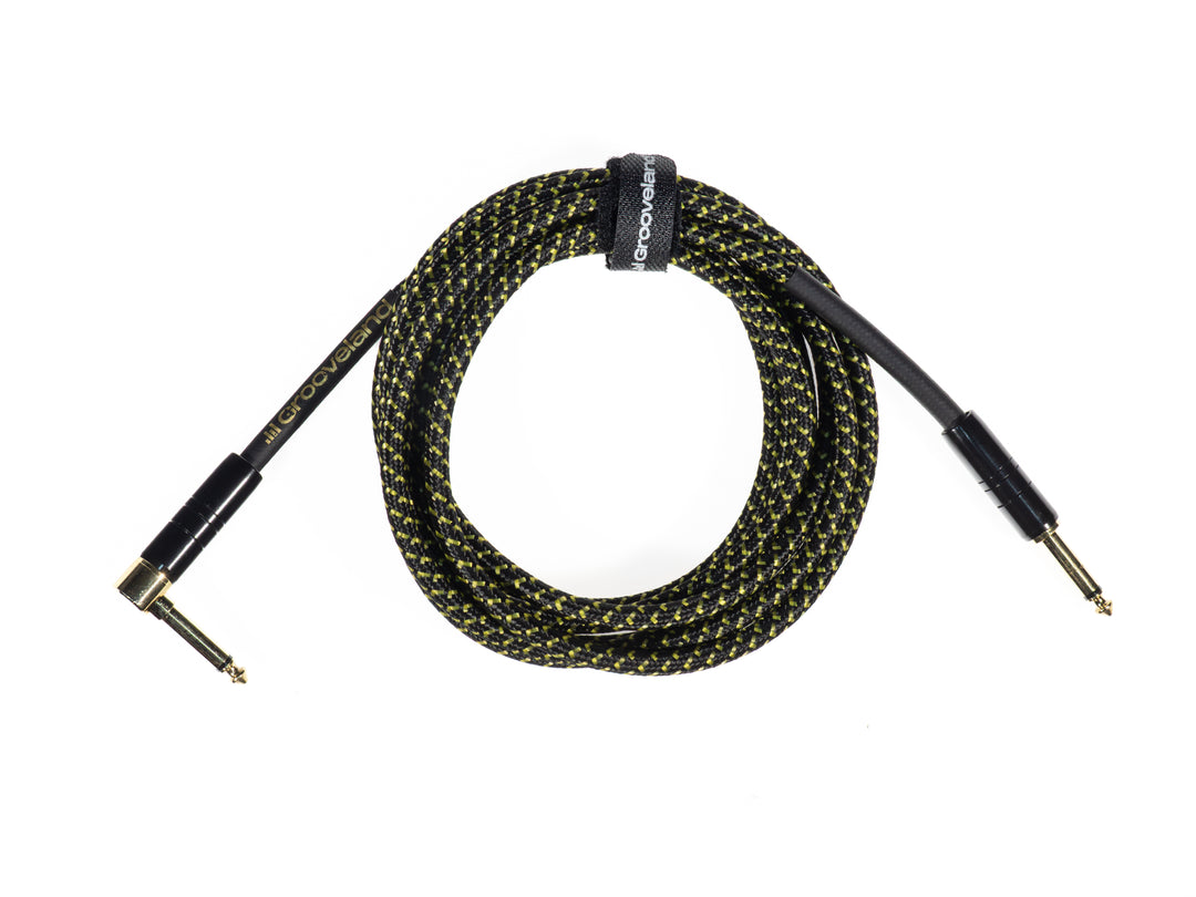 Grooveland Tweed Vinkel Gitarrenkabel (3m - Sort)